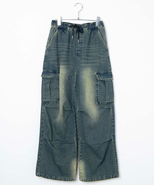 WEGO デニムパラシュートカーゴパンツ デニム中濃加工色