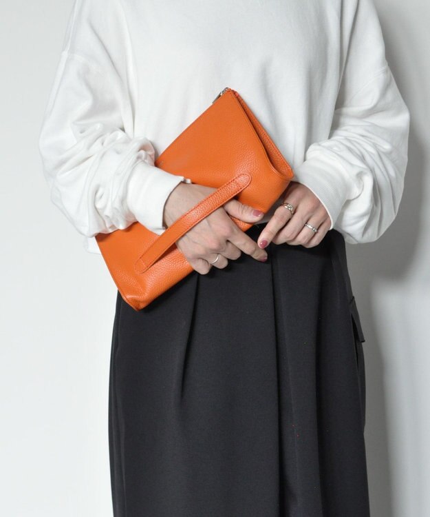 blancle シュリンクレザー クラッチショルダー ORANGE