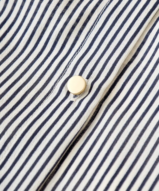 Green Parks 金ボタン裾ドロストシャツ Stripe