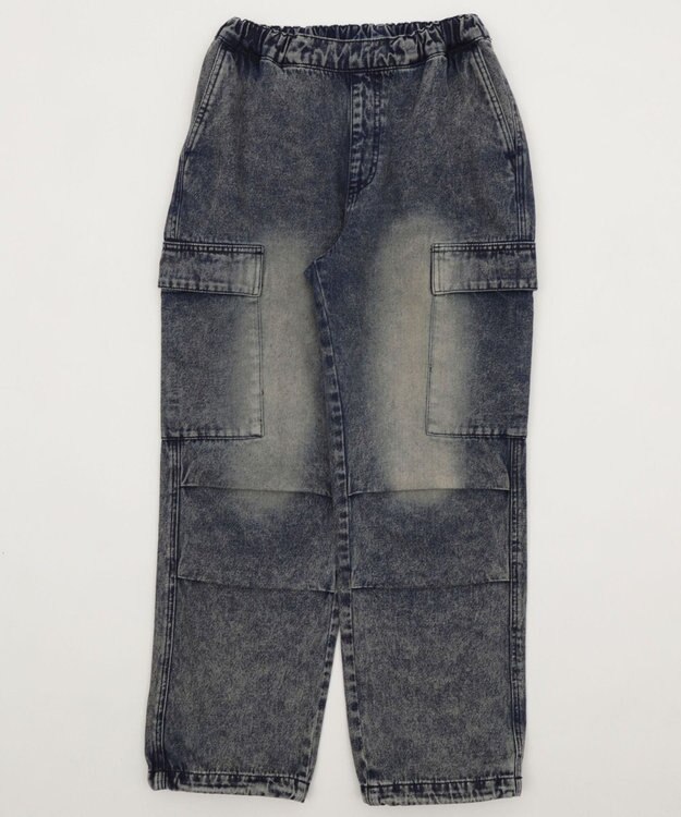 WEGO 【KIDS/150cm/160cm/ウエストゴム】デニムイージーカーゴパンツ（JUNIOR） デニム中濃加工色