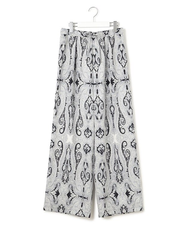 23区 【洗える】Rattiドローイングペイズリープリント ワイド パンツ ブラックプリント