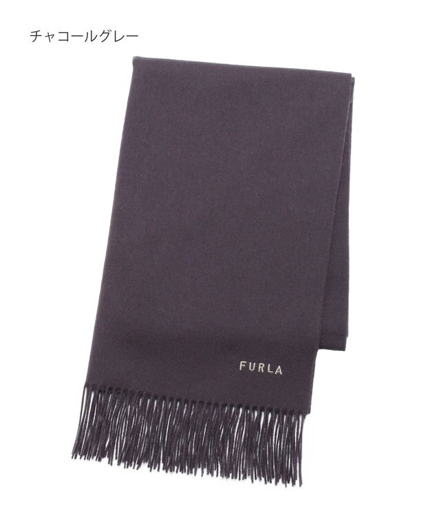 MOONBAT 【WEB限定】FURLA ウール100％ 大判プレーンストールマフラー/幅60cm チャコールグレー