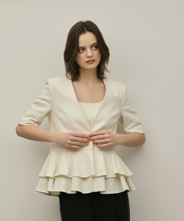 GRACE CONTINENTAL ペプラムツイードジャケット キナリ