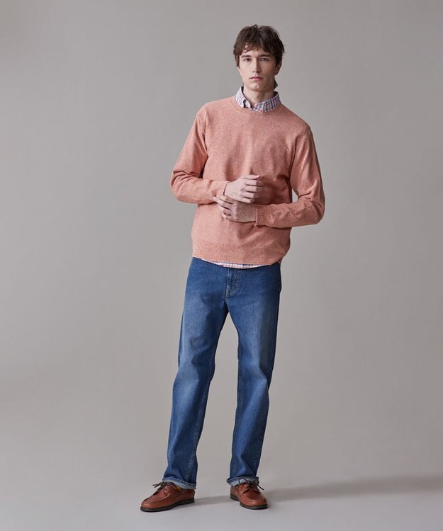 J.PRESS MEN ギマコットンクルーニット オレンジ系