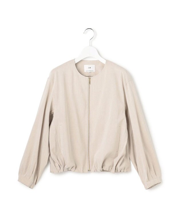 23区 リネンレーヨンストレッチ ノーカラー ブルゾン ベージュ系