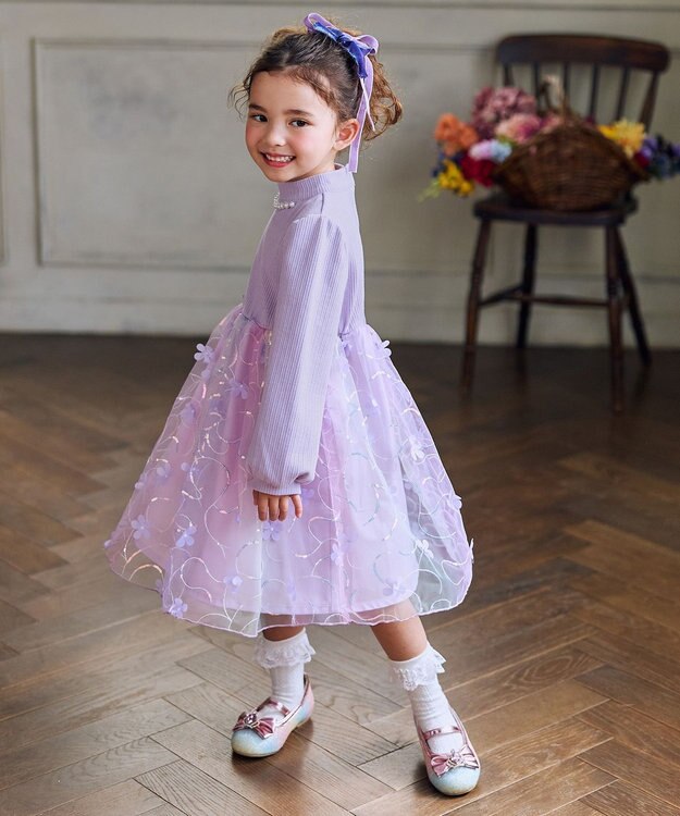 ANY KIDS フラワーチュール ドッキングワンピース レインボー