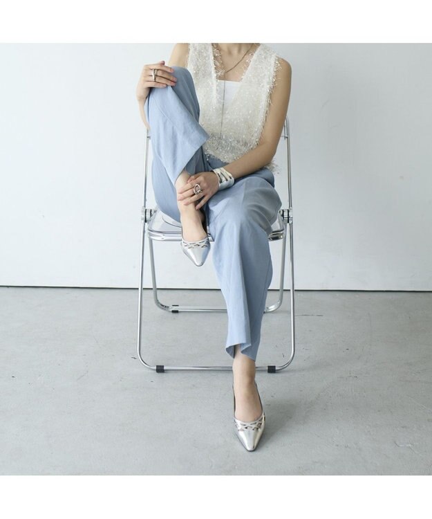 MODE ET JACOMO <carino>レーザーカットフラットパンプス シルバー