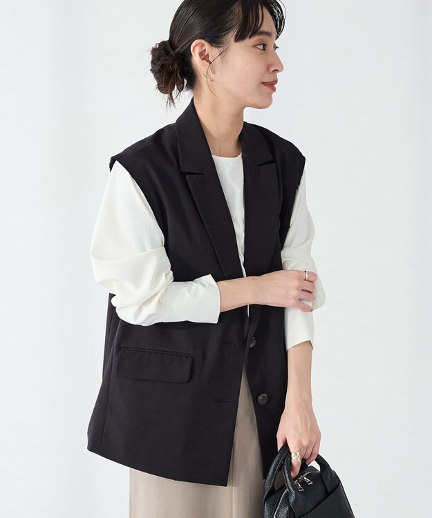 CRAFT STANDARD BOUTIQUE ＜セレモニー＞カットアウトデザインテーラードジレ Black