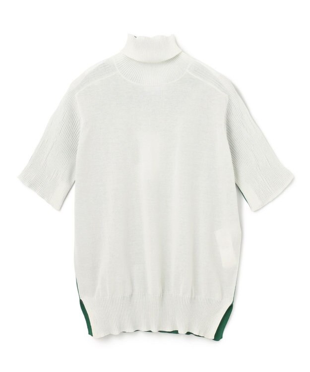 BEIGE， JULIE / 半袖ニット Ecru x Green
