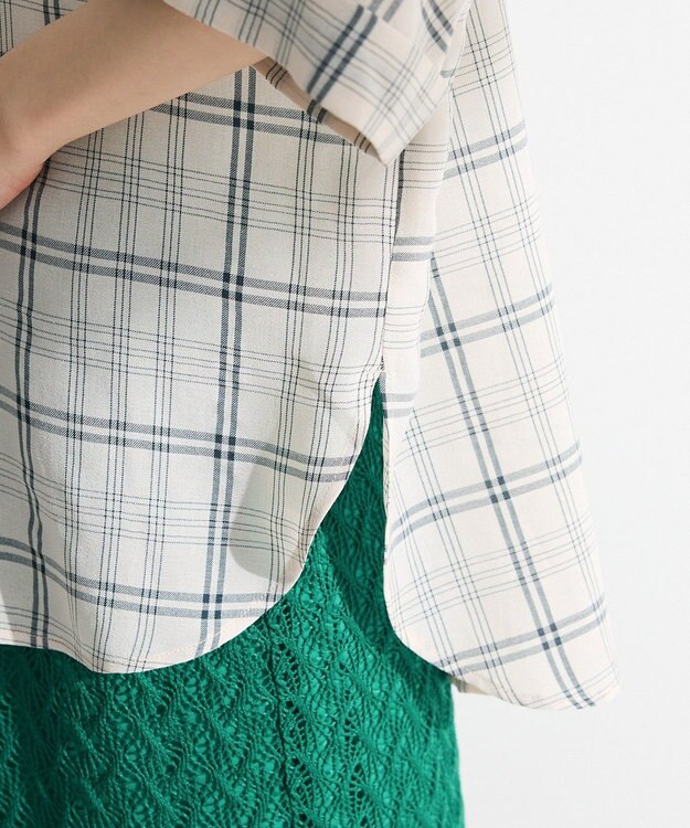 Green Parks 開襟シアージャケット風シャツ Check