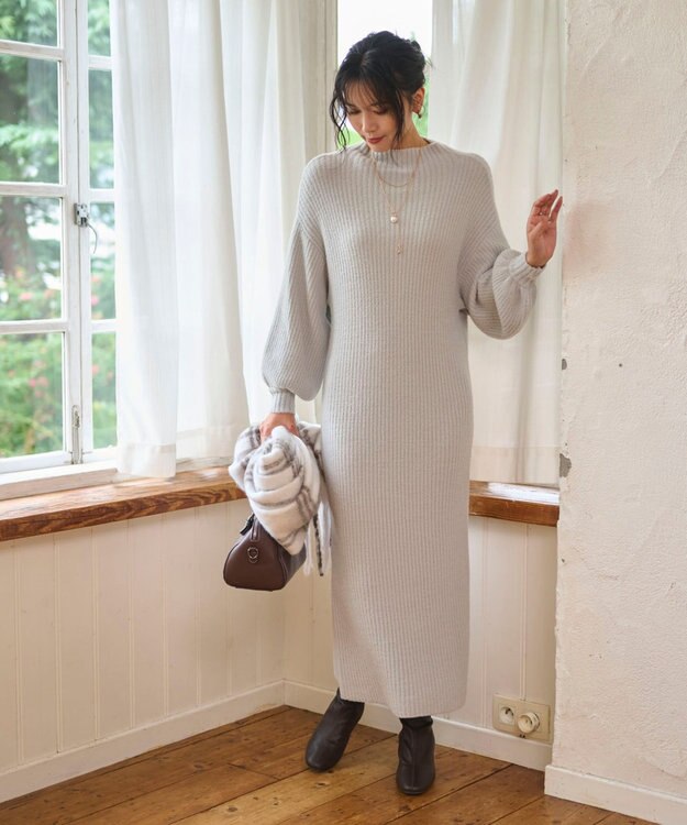 WEGO 【WEB限定/2025年秋冬新作】ニットワンピース グレー