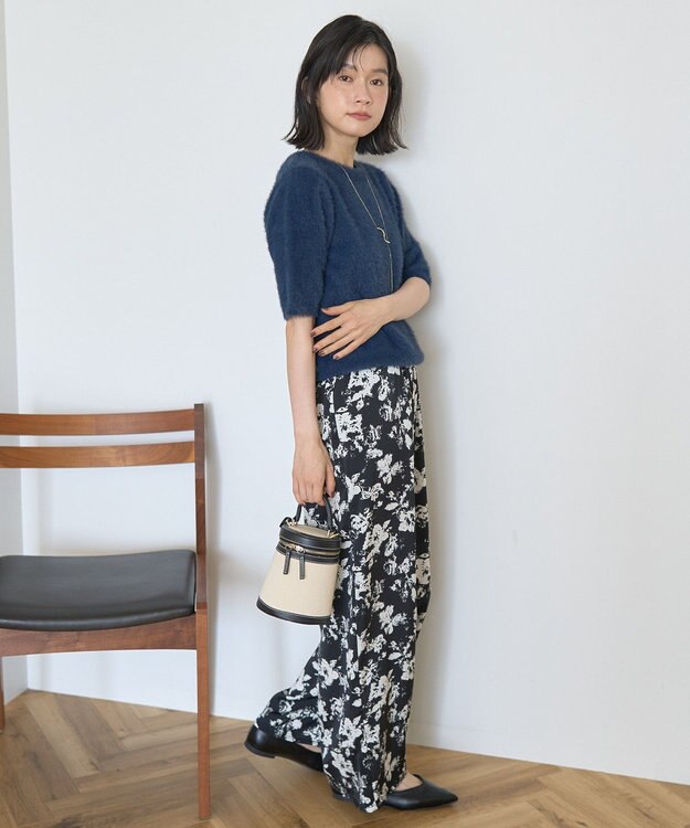 AMERICAN HOLIC フェザー半袖ニットプルオーバー Navy