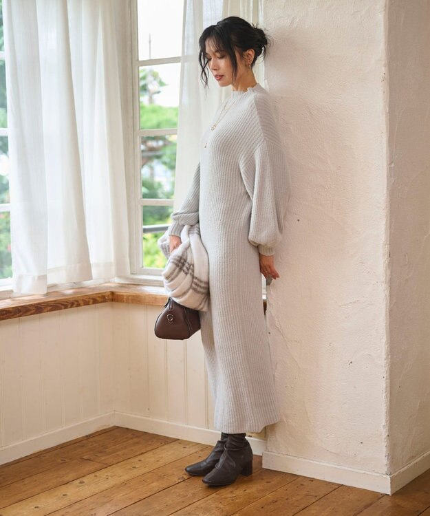 WEGO 【WEB限定/2025年秋冬新作】ニットワンピース グレー