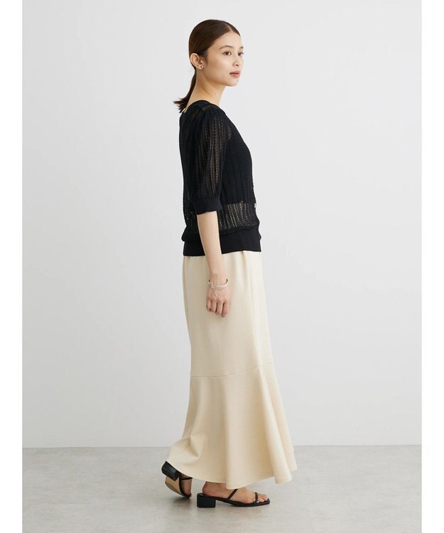 Green Parks すかし柄コンパクトシアーカーディガン Black