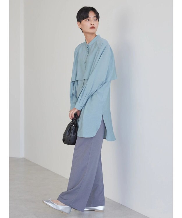 AMERICAN HOLIC バンドカラーフリルシャツチュニック Sax