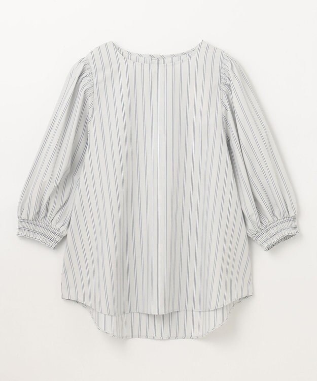 ANY 【UVカット/抗菌防臭/速乾/手洗い可】エニィファンクション ボリュームスリーブシャツ ブルーストライプ