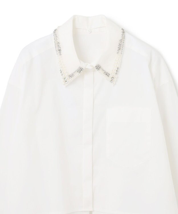 GRACE CONTINENTAL ビジューカラーシャツ ホワイト