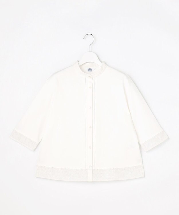 J.PRESS LADIES エンブロコンビ シャツジャージー バンドカラー カットソー ホワイト系