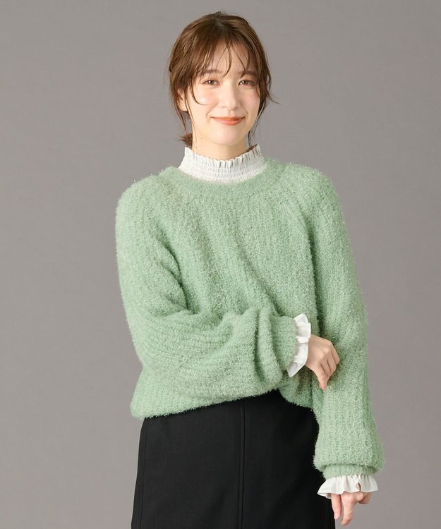 ANY カーリーファンシーニット グリーン