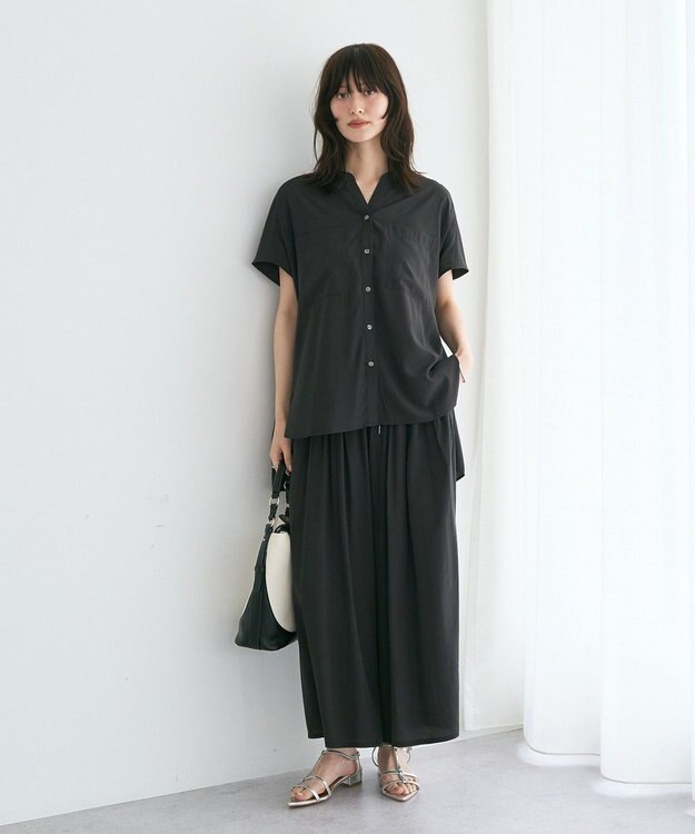 YECCA VECCA 【セットアップ可能】ポケットスキッパーシャツ Charcoal Gray