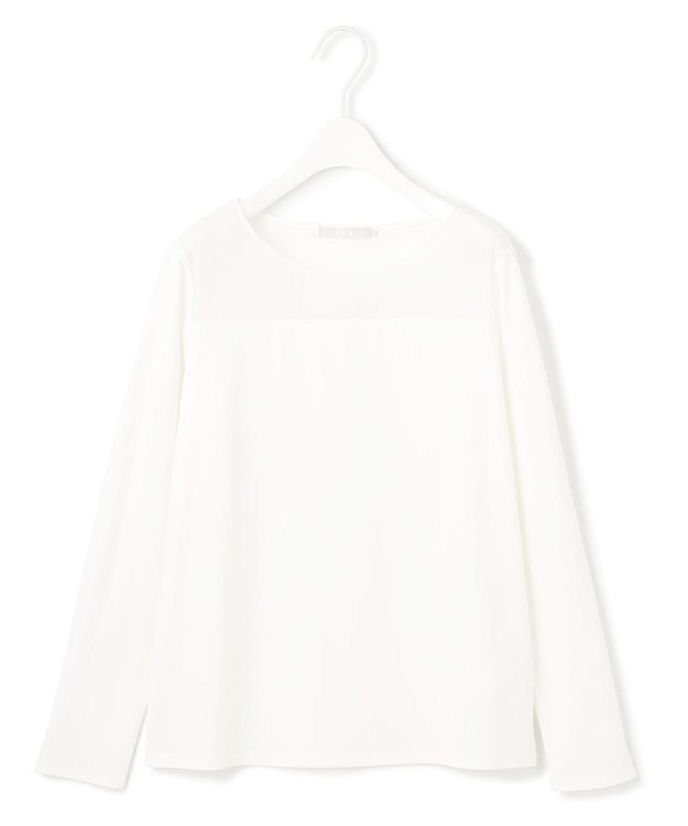 ICB L 【洗える】 PlaXフィラメントジャージー シアーコンビカットソー オフホワイト系