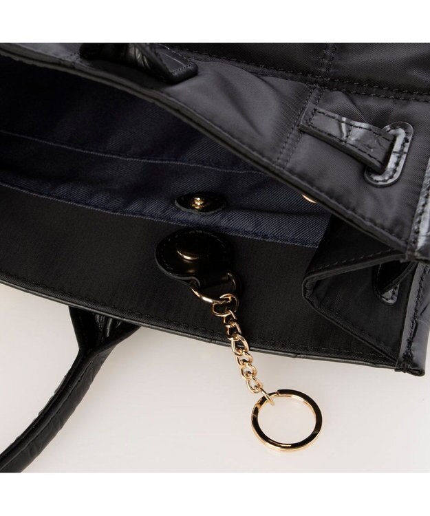 UNBILLION 【テレビ ドラマ着用アイテム】ペルケ perche / ナイロンキルト×クロコ型押し牛革A42wayトートバッグ ブラック