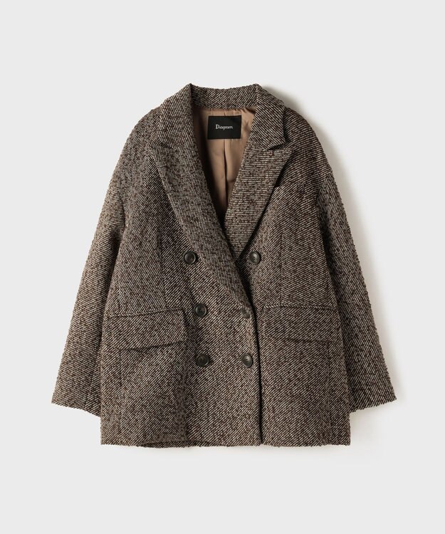 GRACE CONTINENTAL カルゼツイードダブルジャケット ブラウン