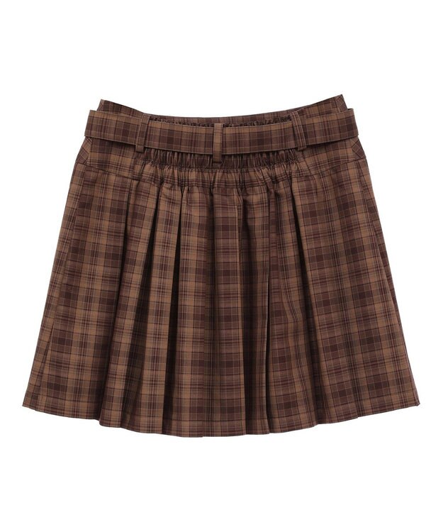 earth music&ecology ベルト付きプリーツミニスカート check