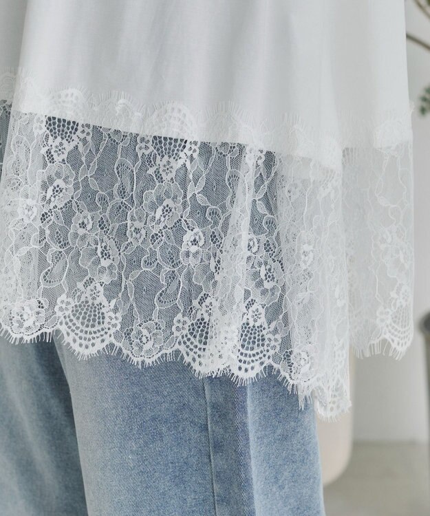 WEGO 【ANGIE VINTAGE】裾レースドッキングロンT ホワイト