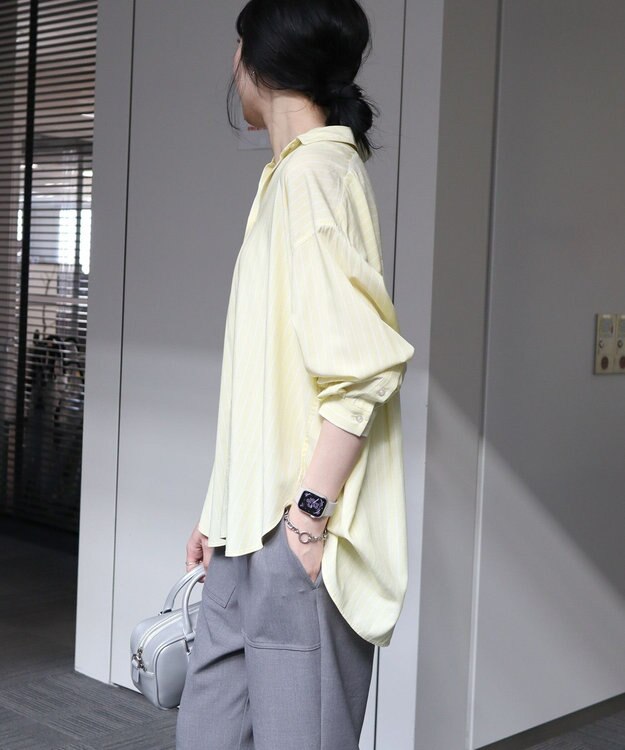 AMERICAN HOLIC サラックールバックタックシャツ Stripe Yellow