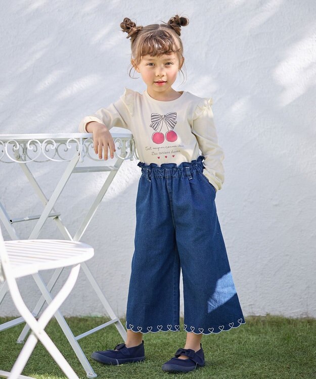 ANY KIDS デニム ガウチョ ネイビー