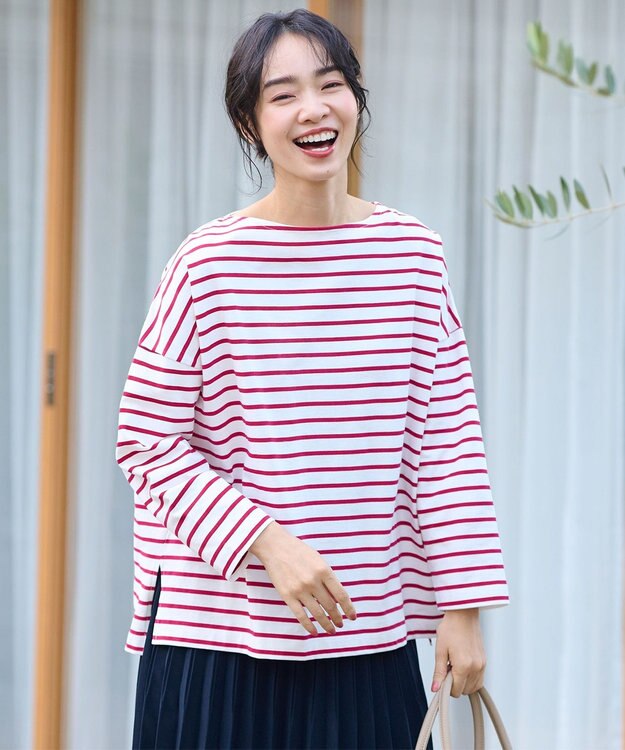 ANY オーガビッツ ボーダーカットソー マゼンタ