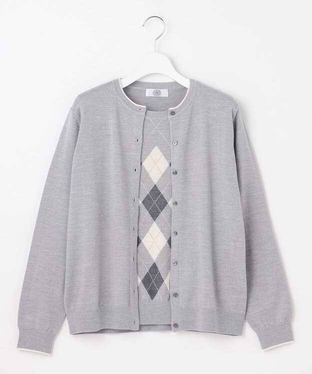 J.PRESS LADIES アーガイル ツイン ニット グレー系