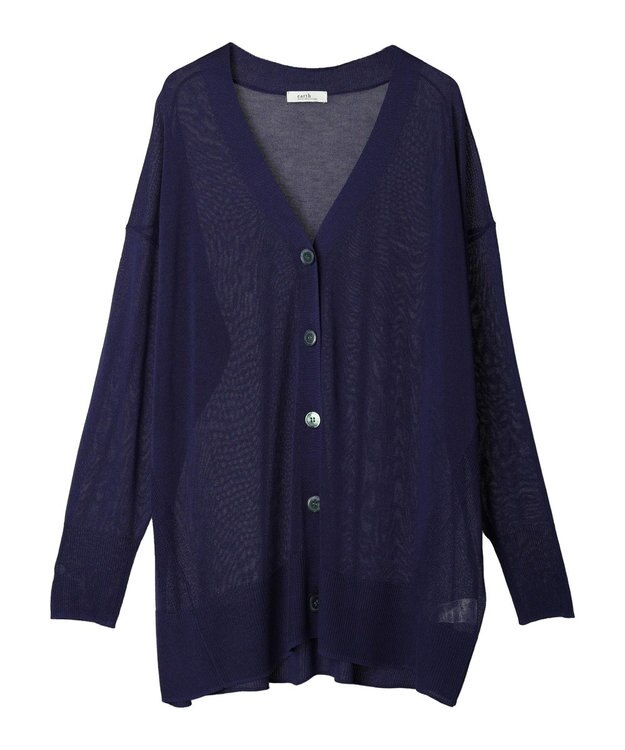 earth music&ecology シアーＢＩＧカーディガン Blue