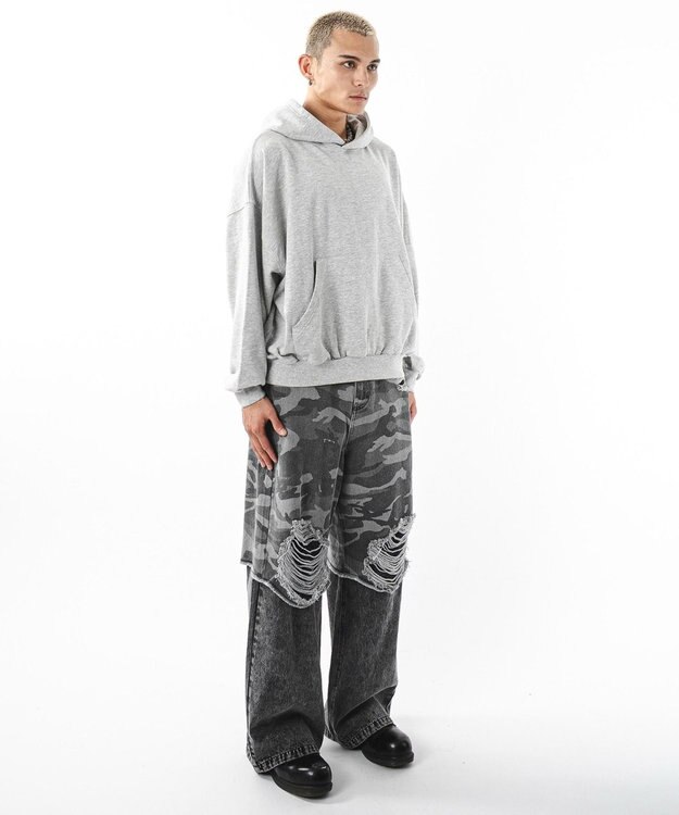 WEGO 【ユニセックス着用ITEM】バルーンクロップドプルパーカー 杢グレー