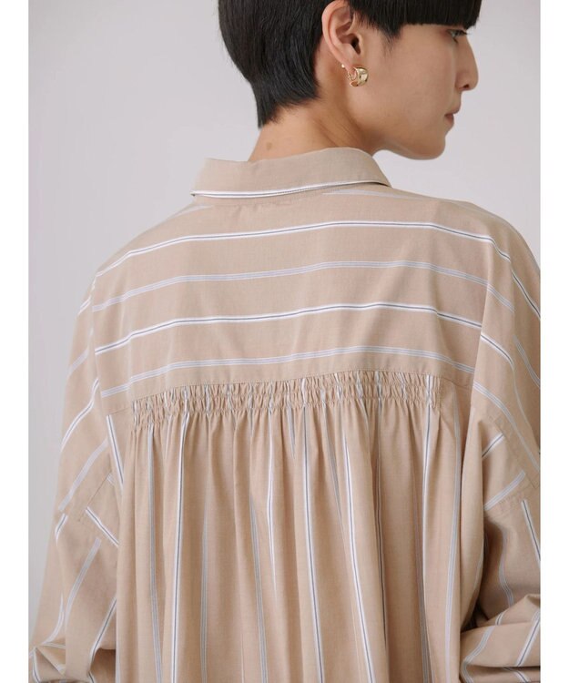 AMERICAN HOLIC バックギャザーシャツワンピース Stripe