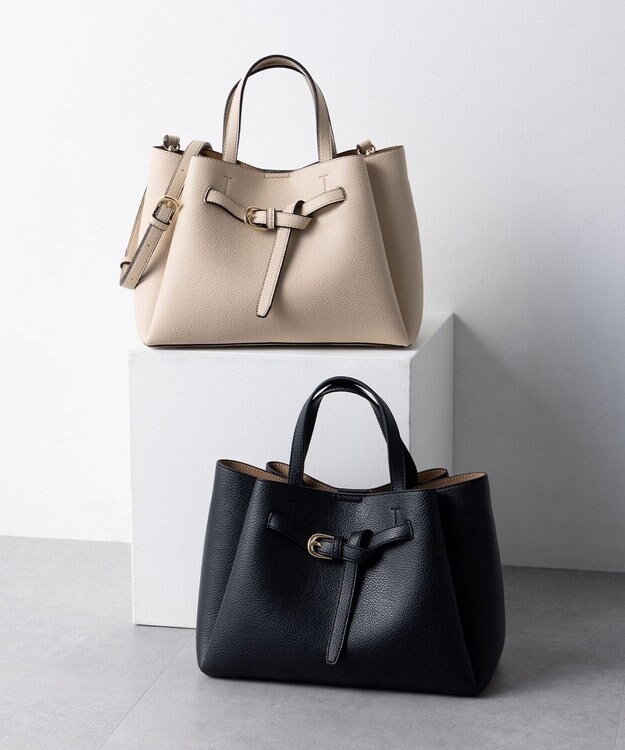 組曲 フロントベルト2WAYハンド バッグ ブラック系