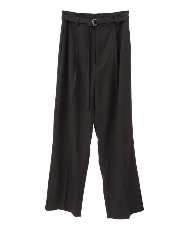 YECCA VECCA ベルト付きタックストレートパンツ Charcoal Gray