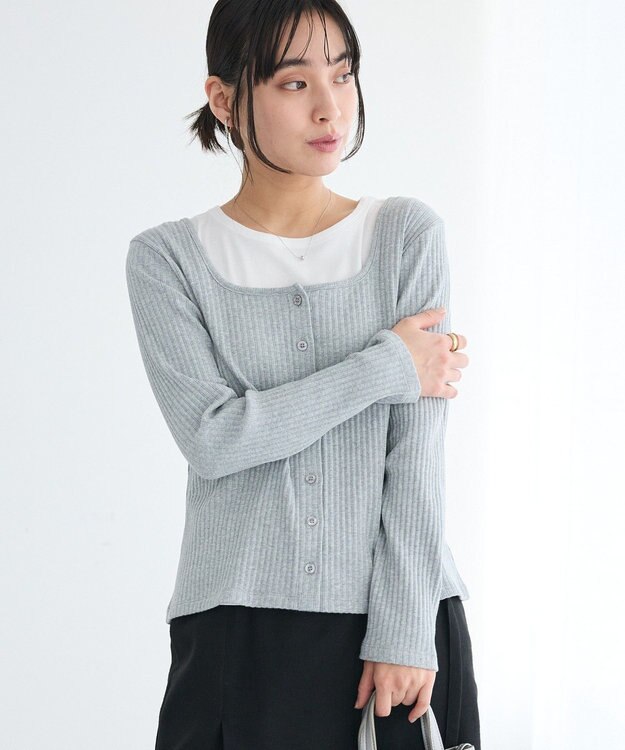 CRAFT STANDARD BOUTIQUE 2点セット / スクープネックカーディガン+タンクトップ Gray Mixture