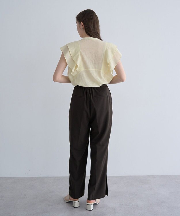 YECCA VECCA ベルト付きタックストレートパンツ Charcoal Gray