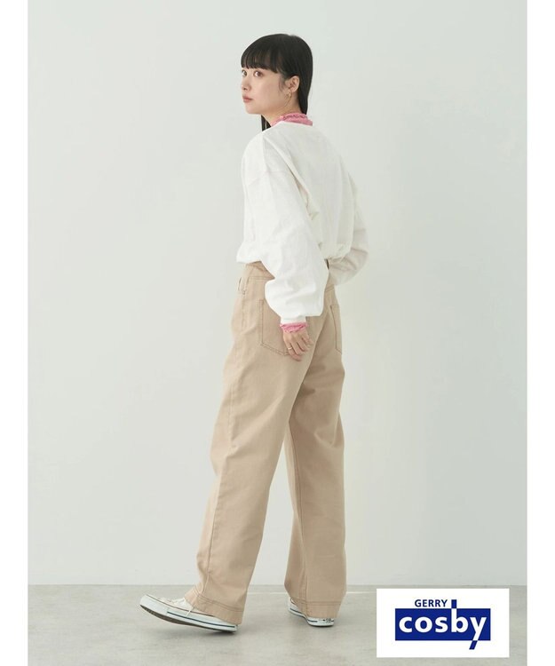 earth music&ecology Ｃｏｓｂｙ×ｅａｒｔｈ　配色ステッチロングＴシャツ Off White