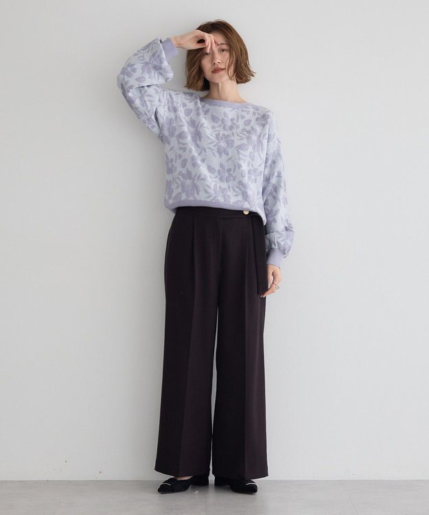 YECCA VECCA 金釦アクセントベルトワイドパンツ Dark Brown