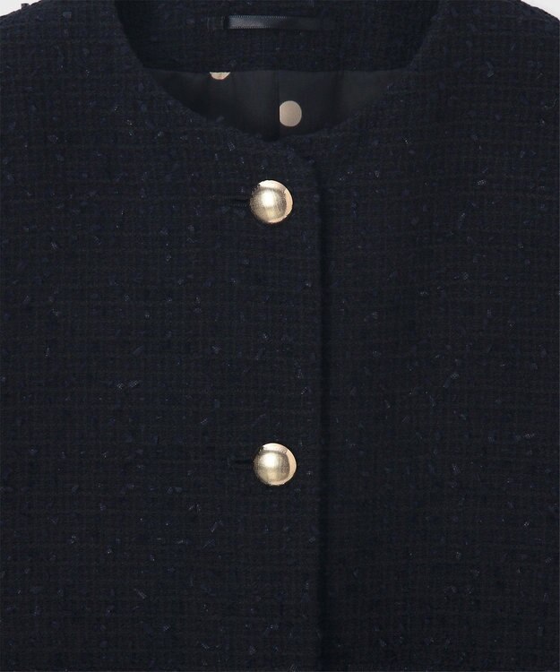 Paul Smith ツイード ノーカラー ジャケット ネイビー