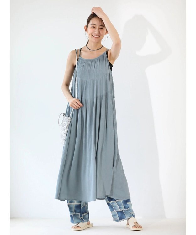 Green Parks 楊柳クレープボリュームキャミワンピース Mint