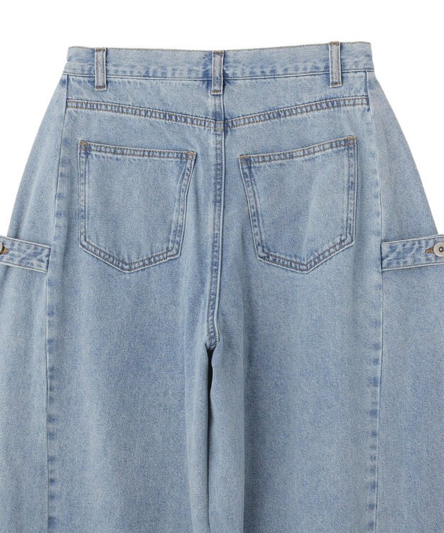 earth music&ecology サイドタックスーパーワイドデニムパンツ Light Blue