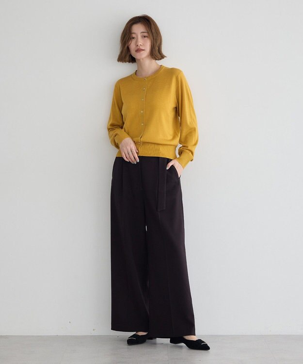 YECCA VECCA 金釦アクセントベルトワイドパンツ Dark Brown