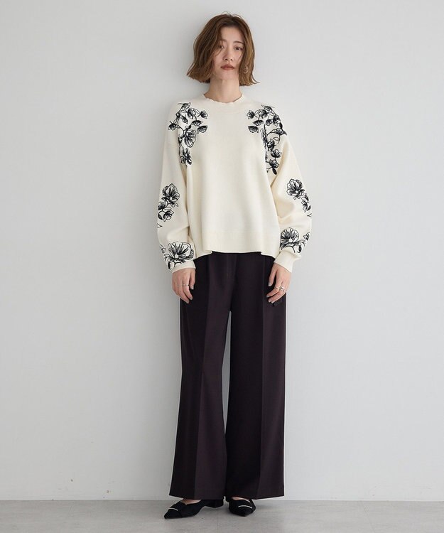 YECCA VECCA 金釦アクセントベルトワイドパンツ Dark Brown