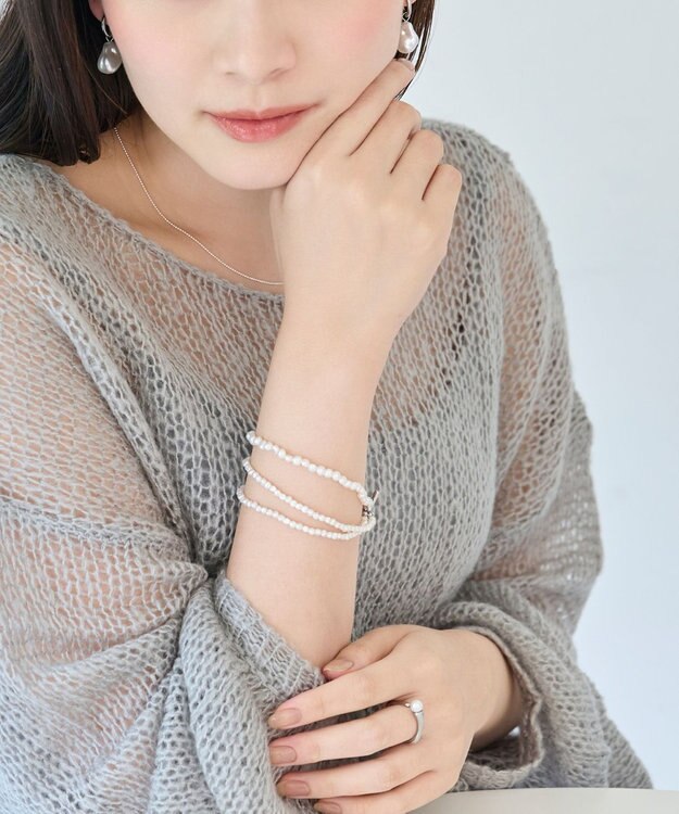 Phoebe レイヤードバロックパールマンテルブレスレット　シルバー シルバー