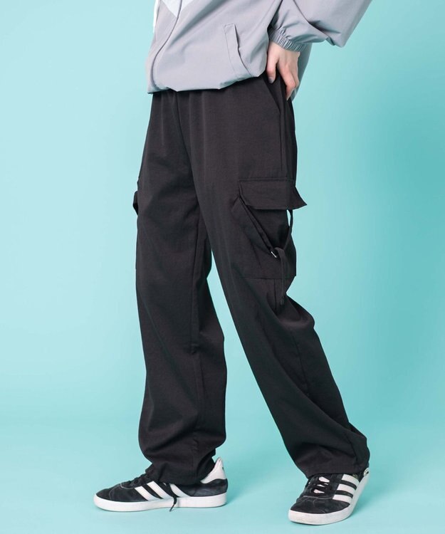 WEGO 【ウエストゴム】サイドベルトカーゴパンツ ブラック