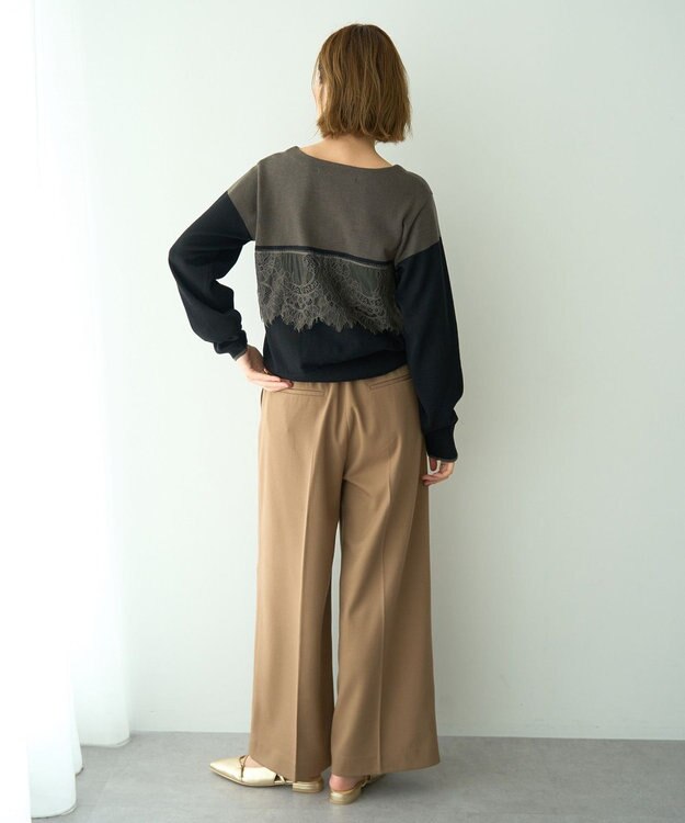 YECCA VECCA 金釦アクセントベルトワイドパンツ Beige